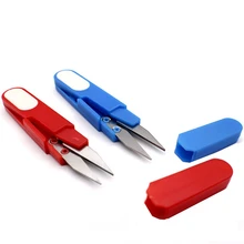 I Pcs Plastic Handle Safety Cover Sewing Scissors Thread Embroidery Cross-stitch Cutter Cutter U Shape Scissor DIY Supplies Tool
