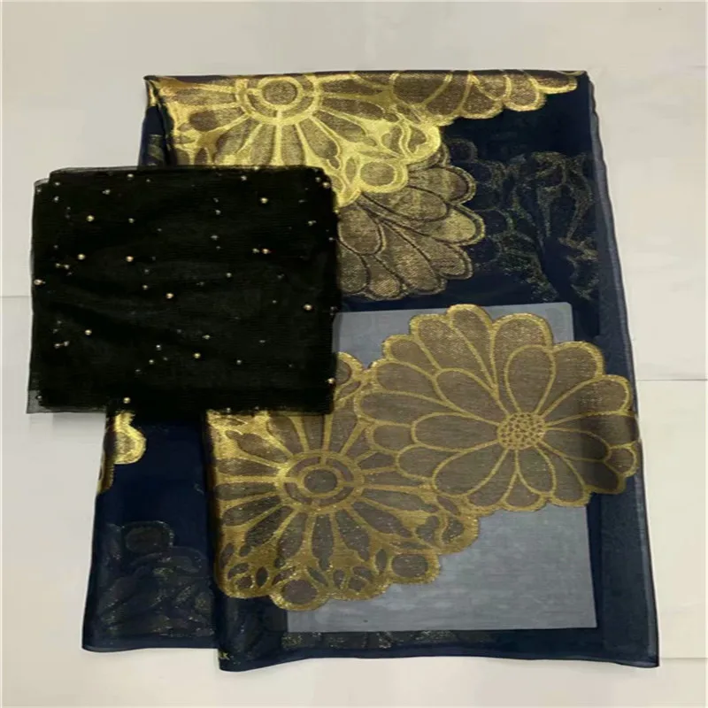 Африканская мягкая шелковая ткань для одежды, аккуратная вышивка на золотом и фиолетовом сатиновом материале со швейцарской вуалью, кружевная ткань LXE100508