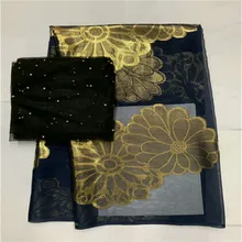 Африканская мягкая шелковая ткань для одежды, аккуратная вышивка на золотом и фиолетовом сатиновом материале со швейцарской вуалью, кружевная ткань LXE100508