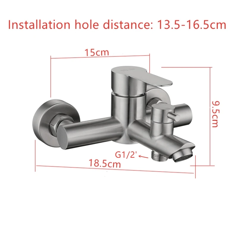 304 Stainless Steel Bathtub Faucet Shower Faucets Mixers Hot Cold Mixer Valve Nozzle Tap Wall Mounted Bathroom Accessory