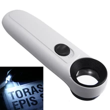 Ручной 40X увеличительная Лупа акриловые линзы стекло Ювелирная Лупа Петля с 2 светодиодный светильник ювелирные изделия часы ремонт инструмент