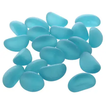

20-Piece Glass Pebble Stones Aquarium Floor Ornament, Blue