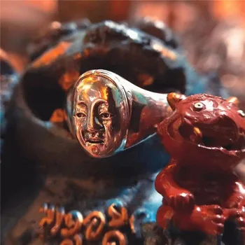 

925 Silver Ring Lotus Fish Mountain Traditional Japanese Horror Hundred Ghosts Night Walk Women Opening Adjustable Jewelry