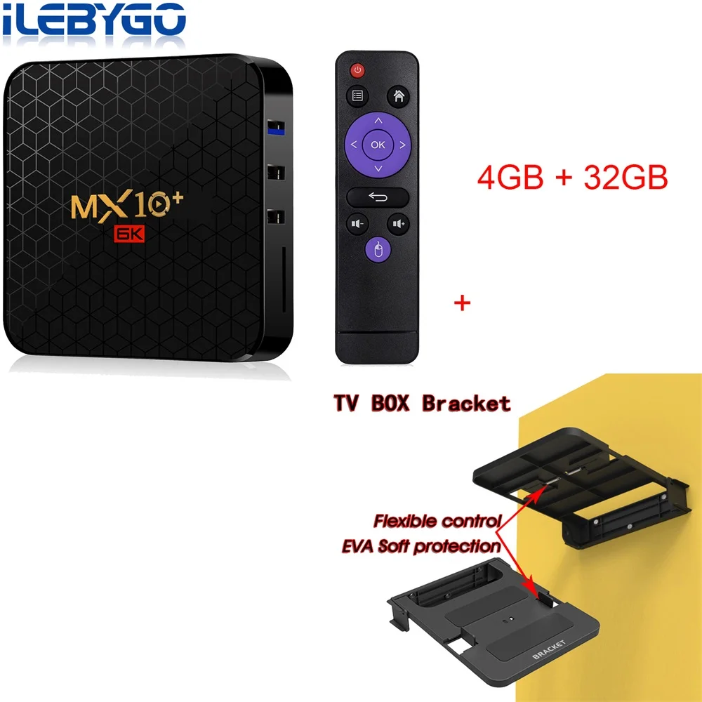 Android 9,0 tv Box MX10 Plus 4 Гб ram 64 Гб Wifi Allwinner H6 четырехъядерный USB 3,0 6K проигрыватель google Youtube Tanix телеприставка - Цвет: 4GB 32GB Holder