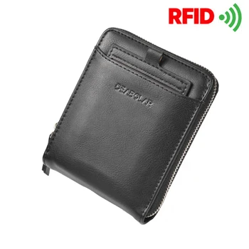 PU 가죽 2020 빈티지 망 작은 카드 가방 남자 RFID 지갑 신용 케이스 ID 카드 홀더 큰 용량 지퍼 한국어 카드 지갑