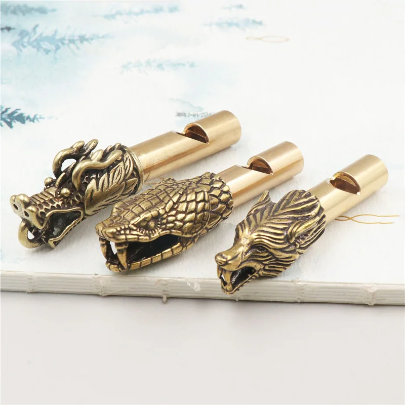 Whistle Toys Copper Wild Boar Rhino Eagle Boa Lion Wolf Kirin Lizard Keychain Pendants Outdoor Referee Whistle Vintage Wild Survival Whistles