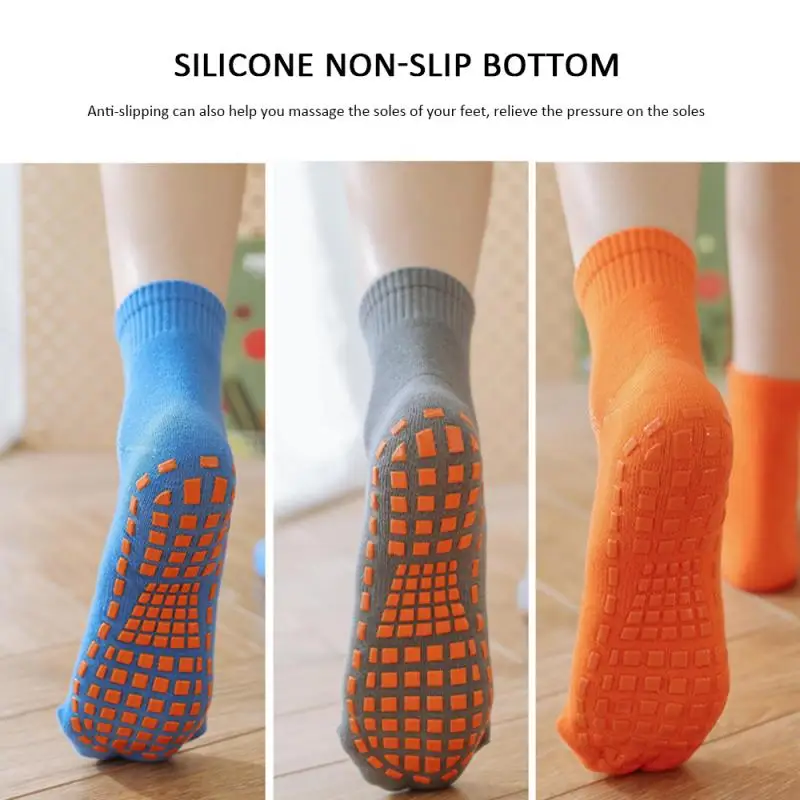 Cotton Trampoline Socks Unisex Adult Child Anti Skid Floor Socks Comfortable Wear Anti-Slip Sports Yoga Foot Massage 1Pair