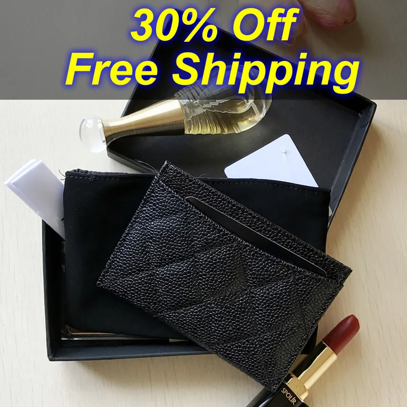Wallet Coin-Purse Caviar-Card-Holder Credit Card Cowhide Genuine-Leather Luxury