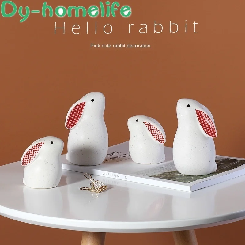 

Nordic Ins Creative Living Room TV Cabinet Small Decoration Home Accessories Cute Ceramic Rabbit Wedding Gift Decoration