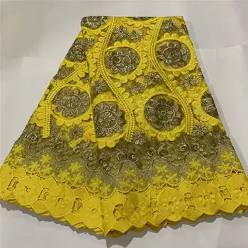 

African Lace Fabric 2020 French Cord Lace Fabric Embroidered Nigerian Tulle Lace Fabric With Stones For Wedding dress