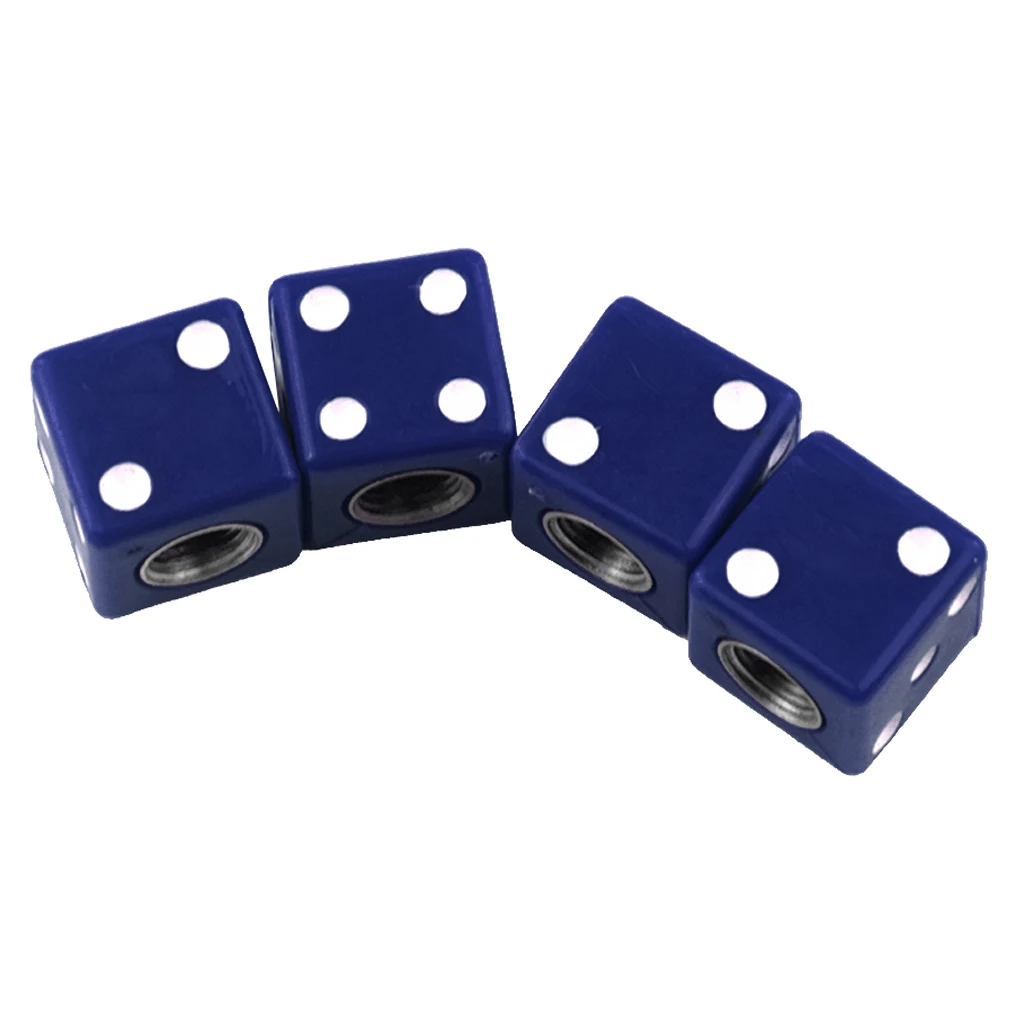 Black Dice Tire Air Valve Stem Caps Car Truck Bike ATV Wheel Rims, Pack of 4