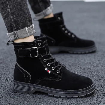

England style mens casual desert boots cow leather tooling shoes outdoors platform spring autumn ankle boot chaussure homme bota