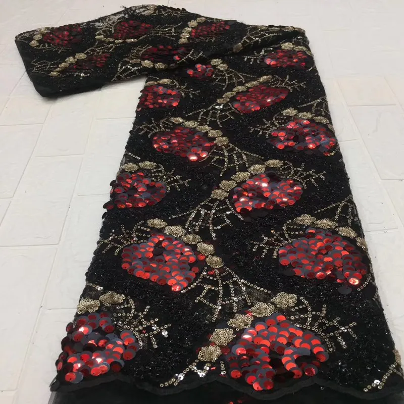 

Высококачественное кружево с красными блестками, кружево 2020, новейшие материалы для невесты, платья, ткань, кружево для нигерийской вечеринки, свадьбы TS5941