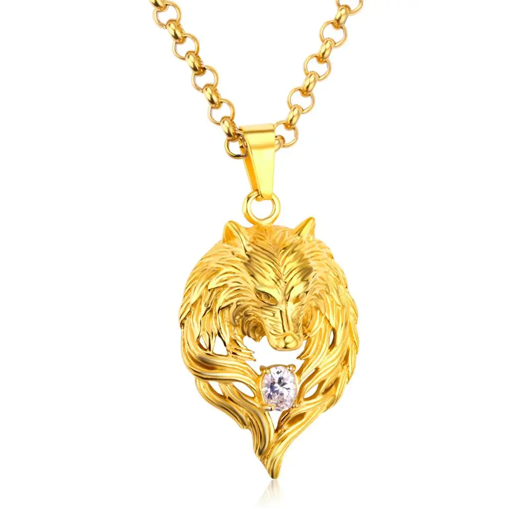 LUXUKISSKIDS Lion Head Retro Punk Style Unisex Gold Color Stainless