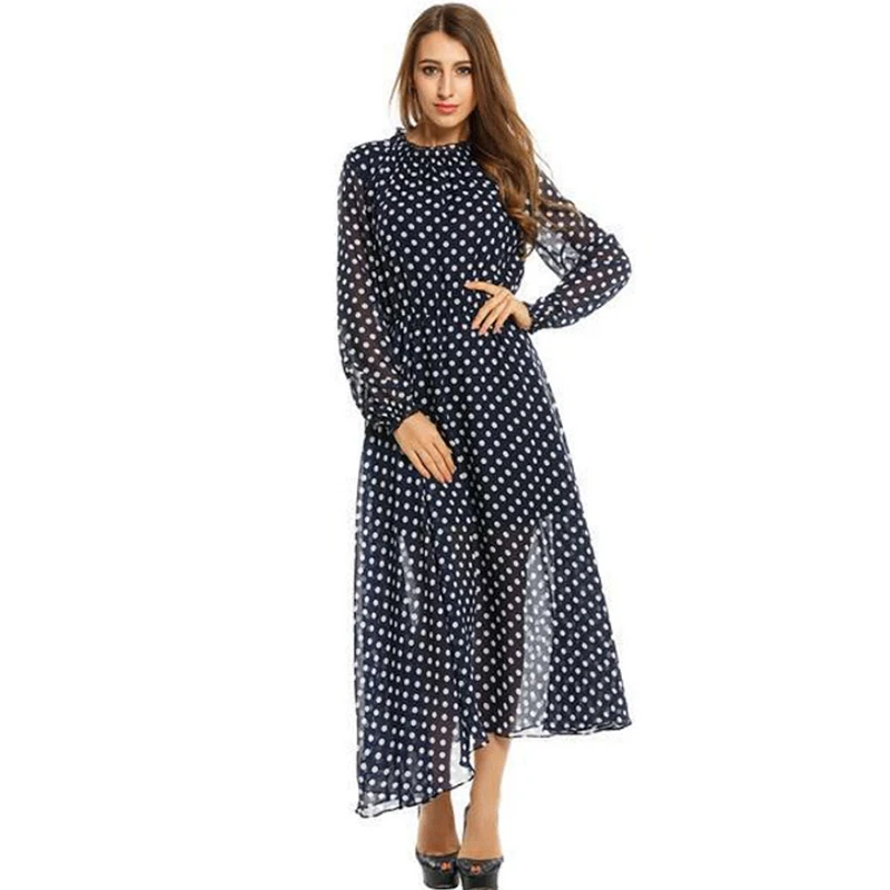 Женское офисное платье-рубашка в горошек черное платье средней длины с цветочным