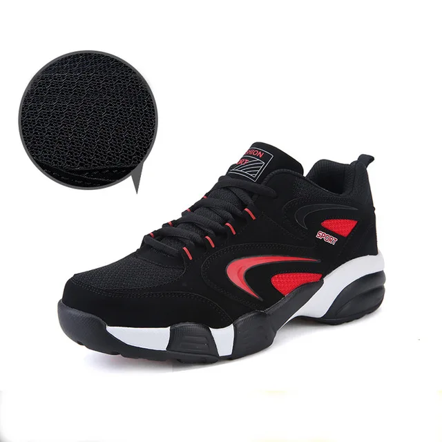 Зимняя спортивная обувь для мужчин и женщин, теплые осенние кроссовки с хлопковой подкладкой, Мужская прогулочная спортивная обувь, большие размеры 36-48 - Цвет: Black Red