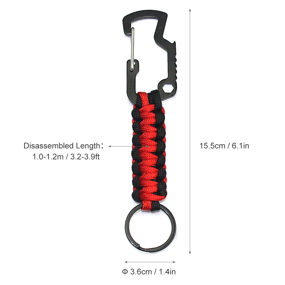 6 Pcs Outdoor Paracord Braided Lanyards Set With Clips Keyring For Climbing Survival Camping Hiking Backpack Equipment Tools