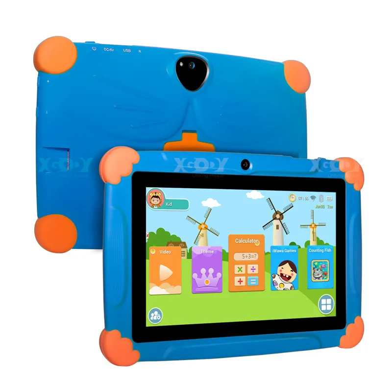 XGODY T703 Детский планшетный ПК Android 8,1 Рождественский подарок 7 дюймовый детский планшет 1 Гб+ 16 Гб четырехъядерный 1024*600 HD сенсорный экран планшеты - Комплект: Blue