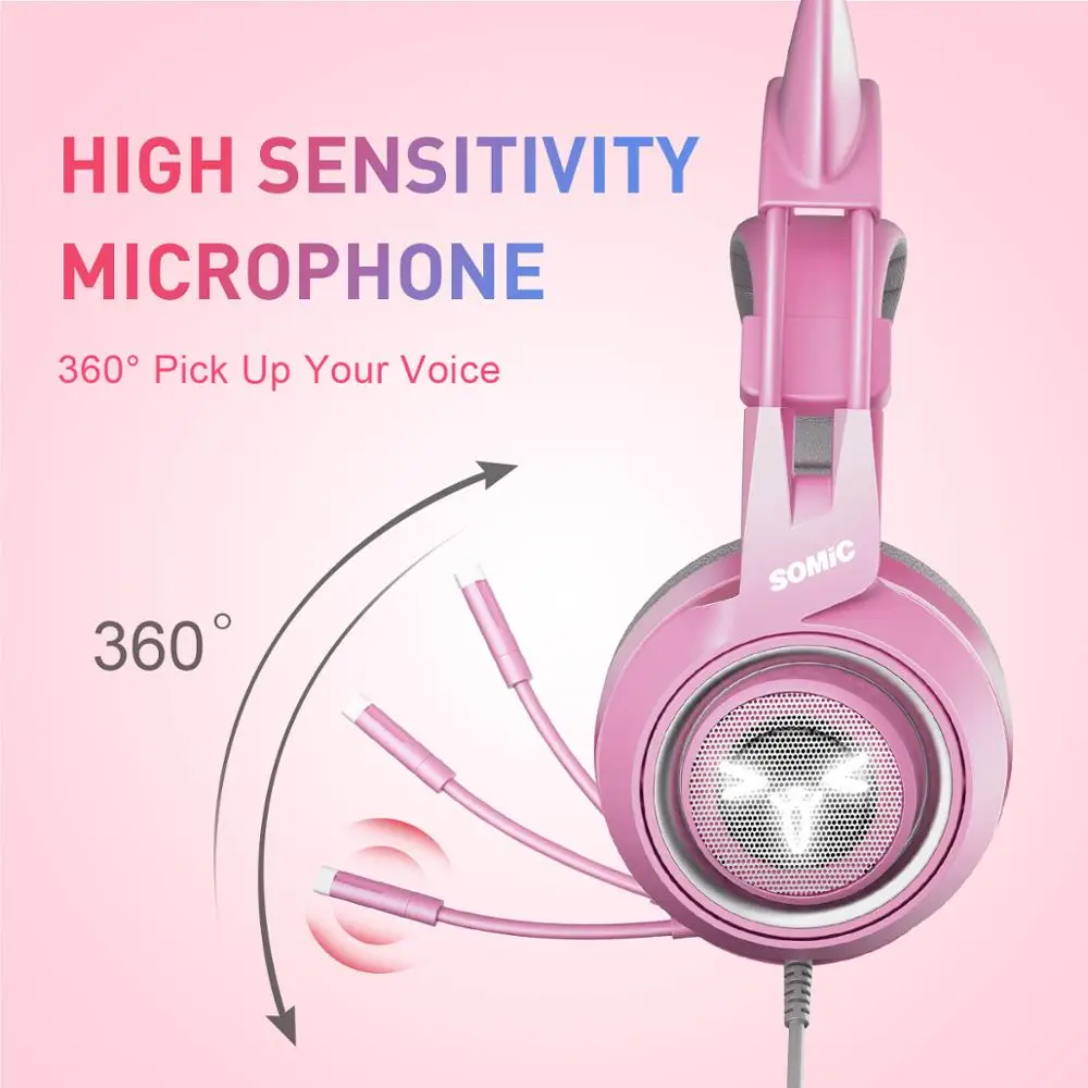 SOMIC G951S Pink Gaming Headphones Virtual 7.1