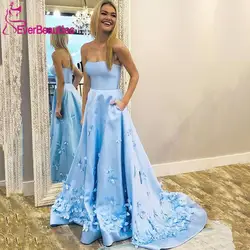 Vestidos De gala платья на выпускной с вырезом Сердечко с карманами халат De Soiree 2019 атласные орнаменты вечернее платье