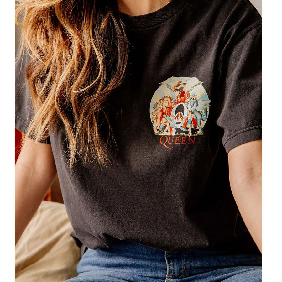 Футболка TEELYNN Женская винтажная с принтом в виде рок н РОЛА летняя коротким