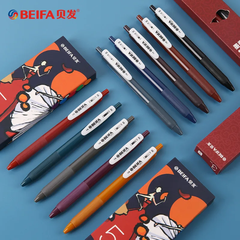 Xiaomi BEIFA 3pc/5pc/Set Retro Gel Pens Color Press Black Refills 0.5MM Neutral caneta Smooth Writing School Office Stationery | Канцтовары