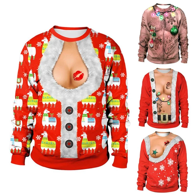Fashion Christmas Sweaters Stylish Unisex Men Women Santa Claus Ugly Xmas  Sweater Novelty Sexy RED Retro Sweater Funny Clothing - AliExpress