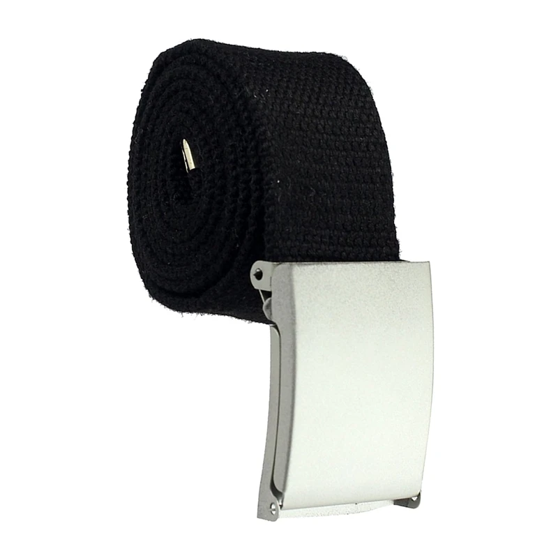 New Practical Mens Black Military Canvas Webbing Web Belt Metal Buckle(Black