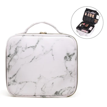 

Portable Marbling Travel Makeup Cosmetic Bag Organizer Zipper Storage Handbag Box Fashion PU 24cm