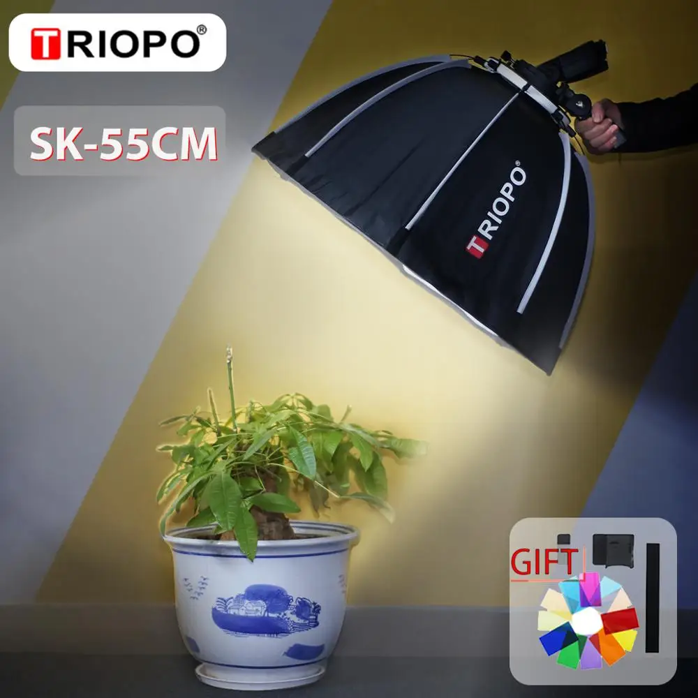 Online TRIOPO 55cm Octagon softbox Umbrella Softbox with handle For Godox On Camare Flash speedlite photography studio accessories