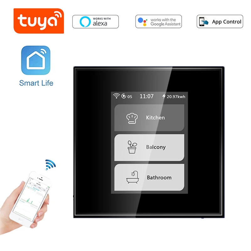 Lcd Tuya Smart Switch Wifi Mesh Light Switch Interruttore Per Tende Smart Life App Telecomando Alexa Google Home Voice Control 220V