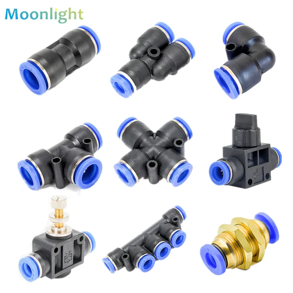 Pneumatic Fitting Pipe Connector Tube Air Quick Fittings Water Push In Hose Couping 4mm 6mm 8mm 10mm 12mm 14mm PU PY PK PE PV SA |