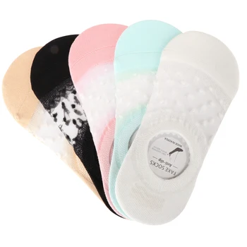 

5 Pairs Womens Cotton Invisible Boat Socks Ankle Socks No-show Non Slip