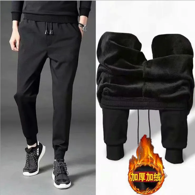 

Pants Men's Autumn And Winter plus Velvet Ankle Banded Pants Casual Harem Skinny Pants MEN'S Trousers Thick Athletic Pants Men's
