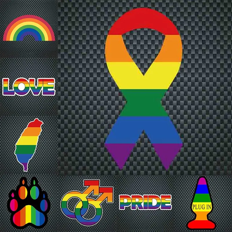Funny Gay Pride Rainbow Hand Reflective Car Sticker Decal PVC Irregular Funny Decal Car Stickers