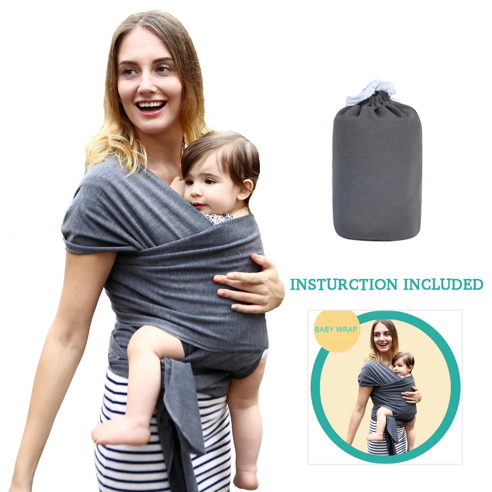 Baby Carrier Sling Voor Pasgeborenen Zachte Baby Wrap Ademend Wrap Heupdrager Borstvoeding Geboorte Comfortabele Verpleging Cover Donkergrijs