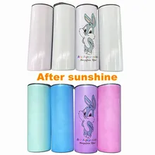 

Summer White Blank Sublimation 20oz straight Skinny Tumbler Sunshine Sensitive Vacuum UV Color Shift Change Color in the Sun