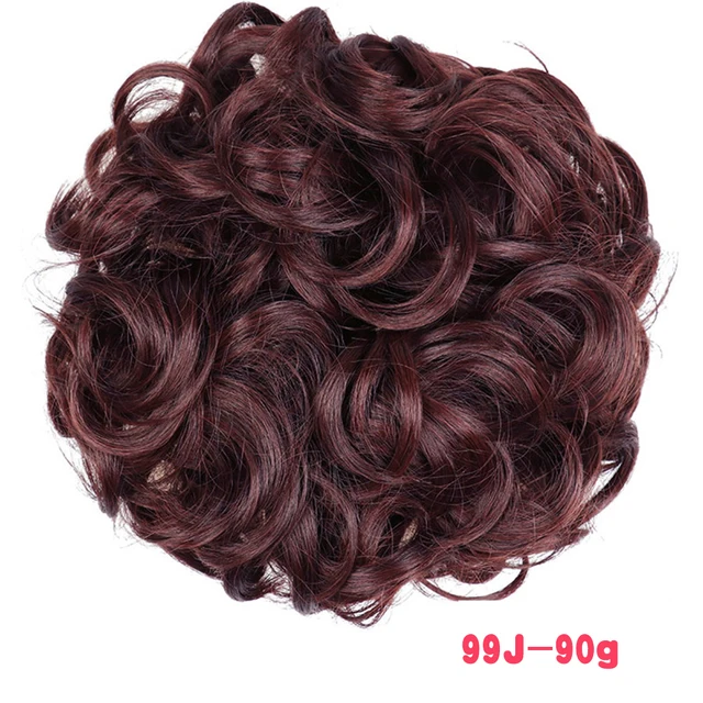 MERISIHAIR Synthetic Girls Curly Scrunchie Chignon With Rubber Band Brown Gray Hair Ring Wrap On Messy Bun Ponytails 90g-99j