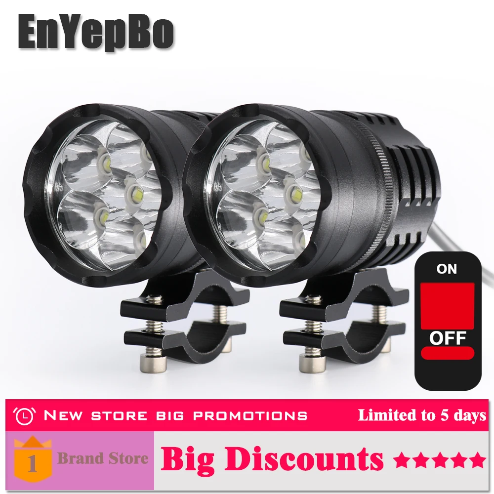 

Motorcycle Headlight led bulb Waterproof Driving Spot External DRL Fog Light Motor Accessories white 6000K 12-80V