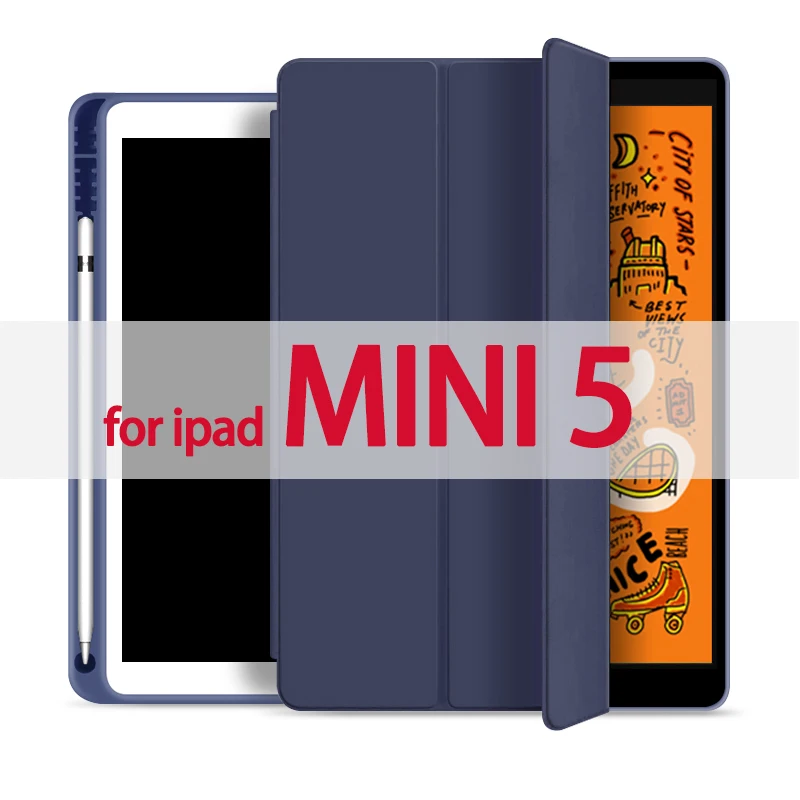 Dark blue mini 5 Для ipad чехол карандаш держатель Funda для ipad 6-го поколения для ipad Mini 5 ipad 10,2 / 9,7 чехол - Цвет: Dark blue mini 5