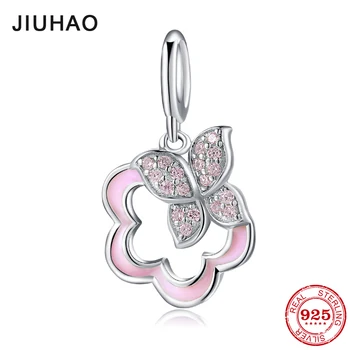 

2018 Hot 925 Sterling Silver Butterfly Love flower Pendants Charms For Jewelry making Fit Original Designer Charm Diy Bracelet