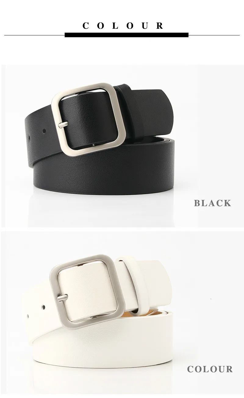New Wide Leather Waist Strap Belt High Quality Women Square Pin Metal Buckle Belts Woman Belts For Jeans