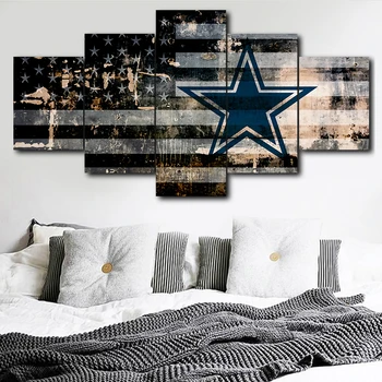 

5 pieces of canvas art Dallas Cowboys sport logo decorative canvas wall painting modular picture home decor canvas painting