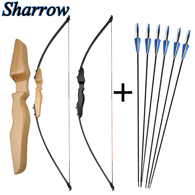 

51'' 40lbs Recurve bow Straight Takedown Bow Long Bow With Fiberglass Arrows Archery Hunting Shooting Accessories