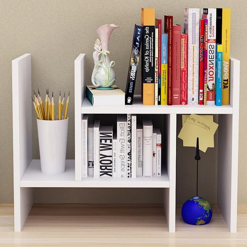 

Creative Table Simple Bookcase Storage Shelf Children Students Storage Small Bookcase Desktop Solid Wooden Frame Office Desk Mul