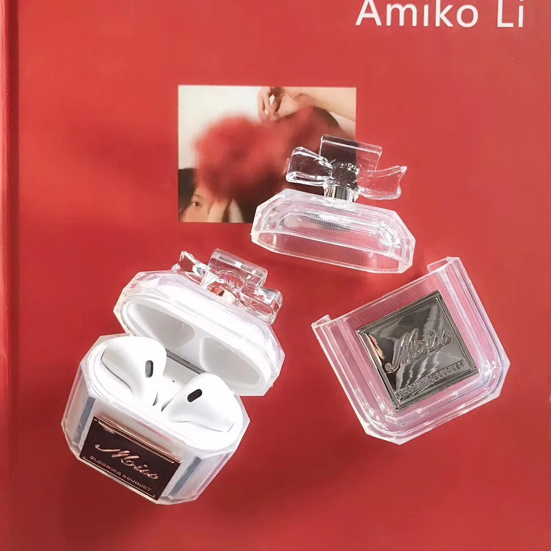 3D роскошный бренд прозрачный парфюмерный флакон силиконовый для Apple AirPods 2 1 гарнитура Pods ударопрочный прозрачный мягкий чехол из ТПУ
