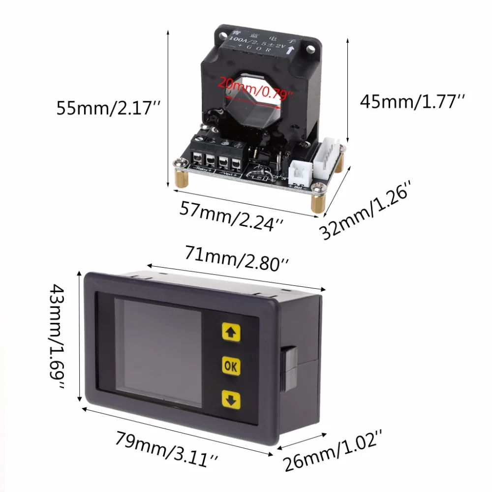 Цифровой мультиметр DC 0-90V 0-100A Вольтметр Амперметр монитор мощности w Датчик Холла