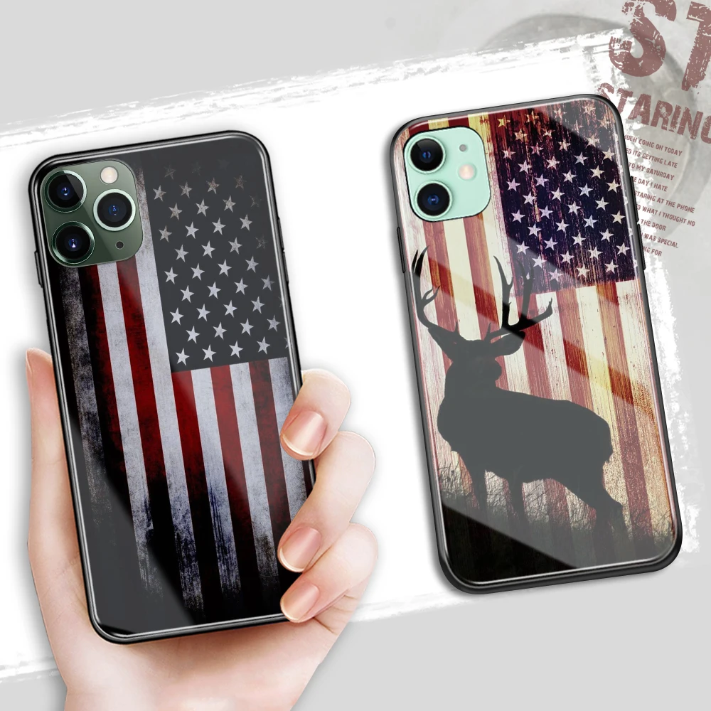 FinderCase чехол для iPhone X США флаг Стеклянная задняя крышка 6 6s 7 8 plus XR XS Max 11 pro