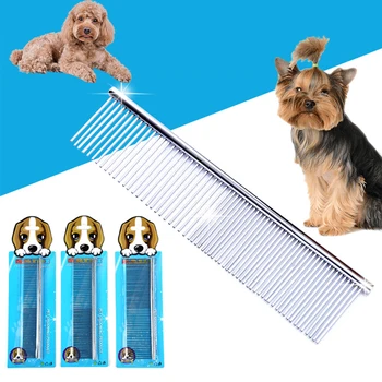 

Metal Pet Comb Puppy Dog Cat Grooming Combs Double Row Teeth Pet Hair Fur Removal Brush Flea Comb for Long Hair Dog Cats
