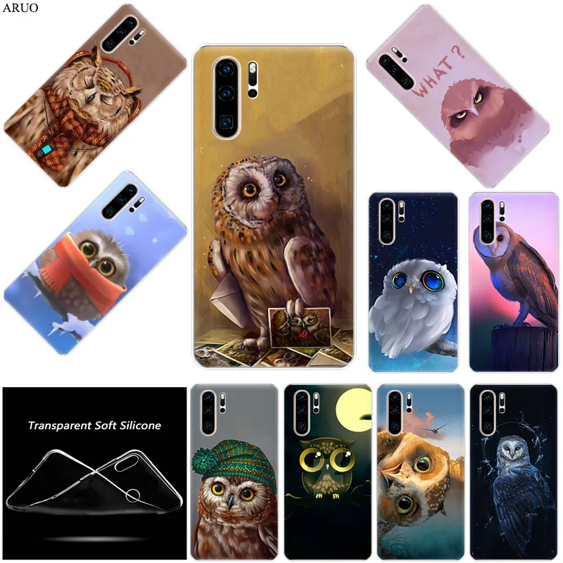 Cute Owl Cartoon SOFT TPU Phone Case for Huawei Y9S Y7P Y6S Y8P P40 P30 P20 Lite Y6P Nova5t Y8S P-SMart Z Mate20 Pro cover